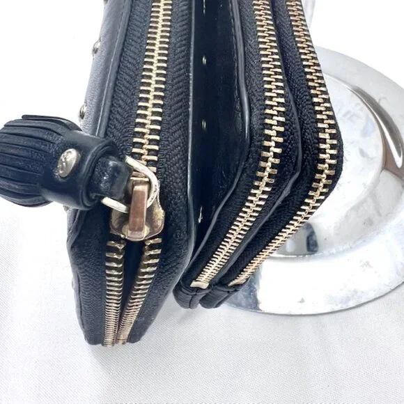 2 Vintage Wallets black leather full zip COACH & Ana Hindmarch with Studs (70) - Picture 10 of 11